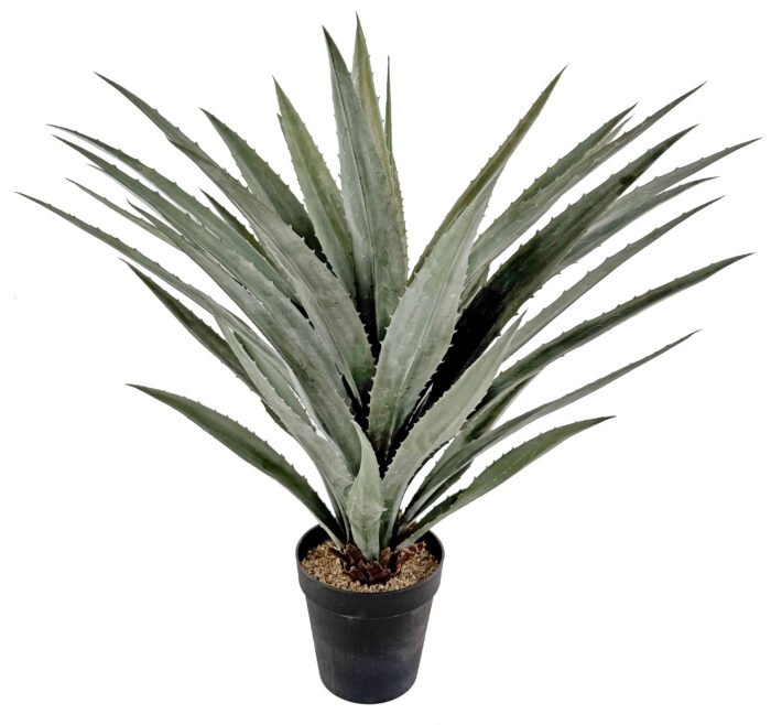Dirbtinis augalas „Agava“ pilkai žalia, 120 cm aukščio su dekoratyviniu vazonu.