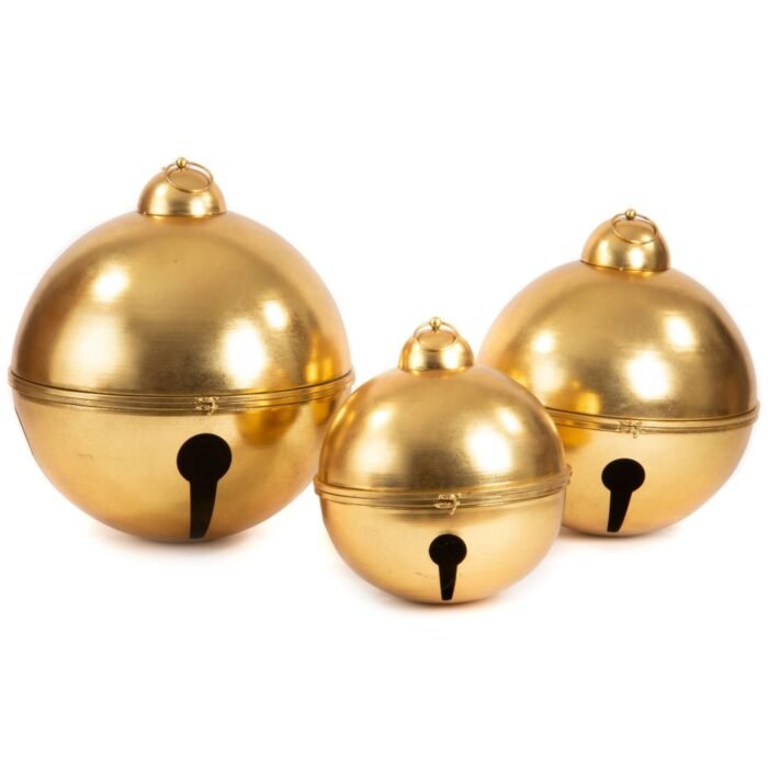Auksinės sferos dekoracija BELL BALL 3 vnt. | nuoma